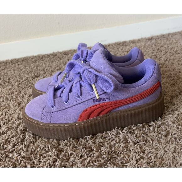 Puma Fenty Creeper Platform Sneakers Purple Suede Gum Sole Women US 6.5 EU 38.5 - Picture 2 of 10